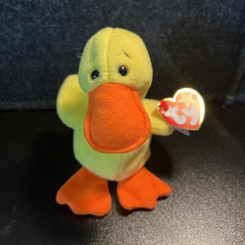 TY Quackers Original Beanie Babies DOB 4 - 19 - 94 Duck Plush‎ With Tags